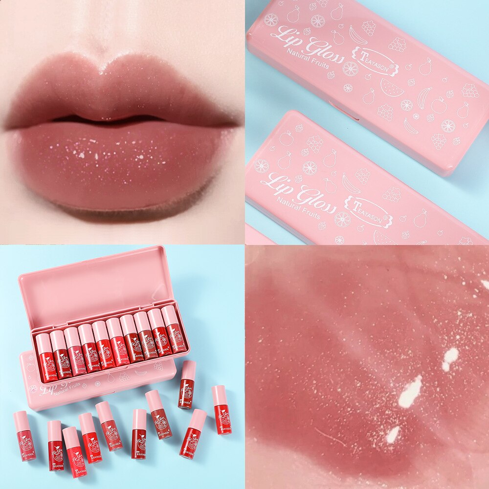 Mini 10 Colors Liquid Lip Gloss Waterproof Non-stick 24 Hours Long Lasting Velvet Matte