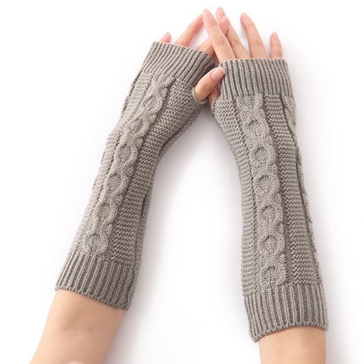 Winter Half Finger long Gloves Hand Knitted