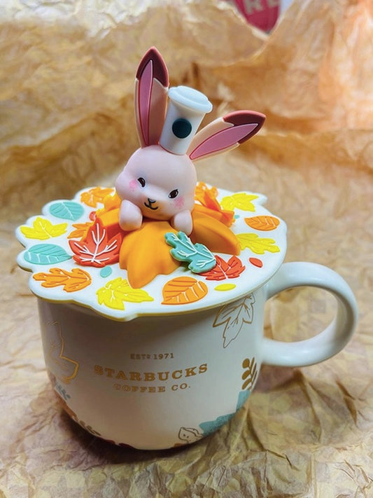 Starbucks Cup Autumn Forest Cute Fox Rabbit Ceramic Mug With Lid Coffee