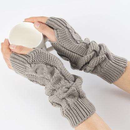 Winter Half Finger long Gloves Hand Knitted