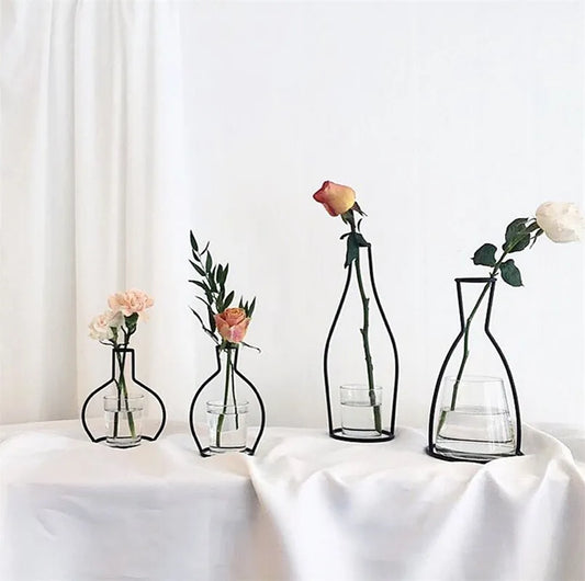 Retro Iron Line Table Flowers Vases Nordic Decoration Home Metal Plant Holder Nordic Styles Flower Vase Home Decor