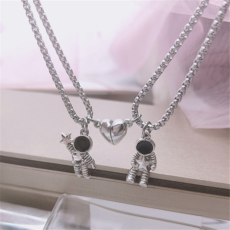 Astronaut Couple Necklace pair of magnets pendant