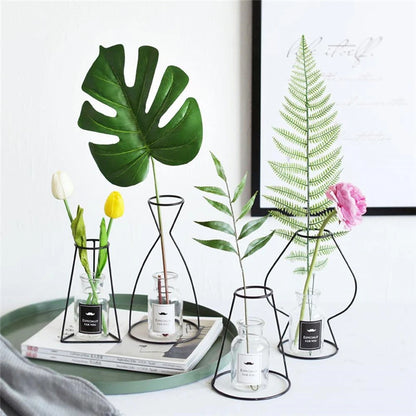 Retro Iron Line Table Flowers Vases Nordic Decoration Home Metal Plant Holder Nordic Styles Flower Vase Home Decor