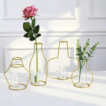 Retro Iron Line Table Flowers Vases Nordic Decoration Home Metal Plant Holder Nordic Styles Flower Vase Home Decor