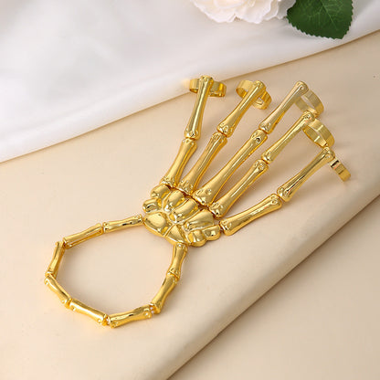 Skull Finger Hand Bone Bracelet Halloween Metal Skeleton Bangle Horror Halloween Goth Ghost Claw Jewelry Ornaments