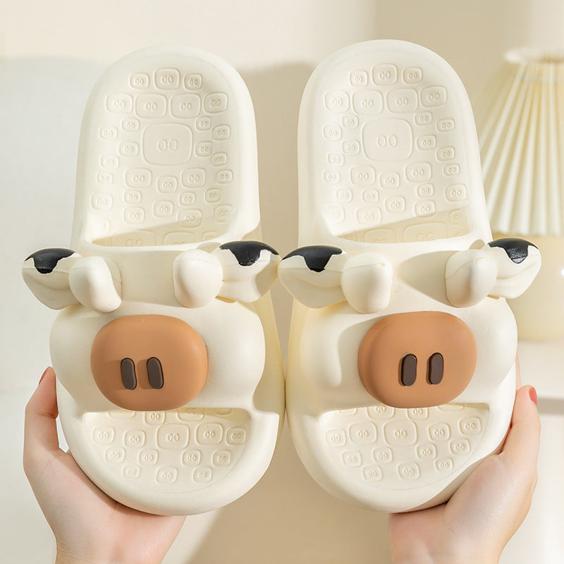 Cow/Pig/Bear slippers for women non-slip home/bathroom