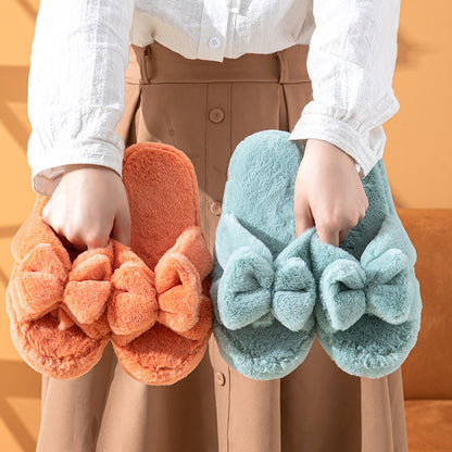 Winter Fur Rabbit Solid Color Slippers Winter