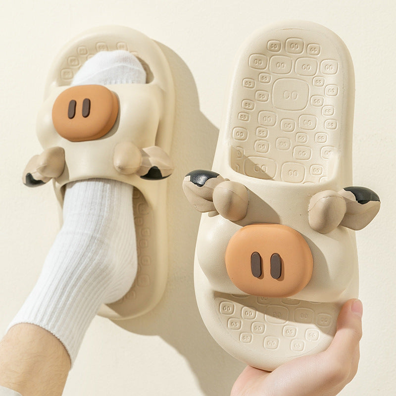 Cow/Pig/Bear slippers for women non-slip home/bathroom